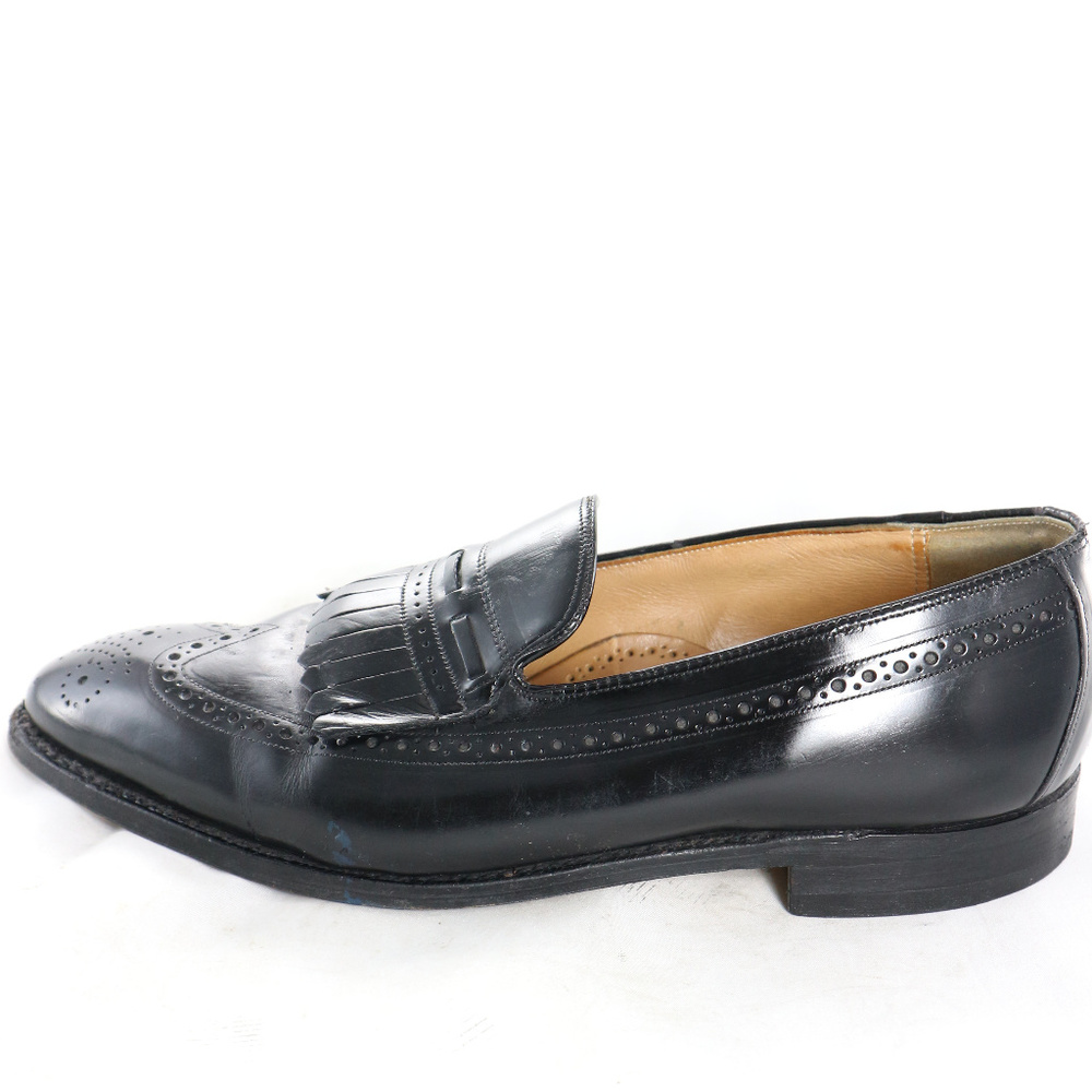CALZOLERIA TOSCANA Black Kilted Wingtip Loafers - Picture 2 of 8